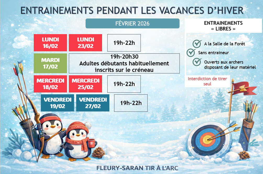 Entrainements pendant les vacances d'hiver 2026